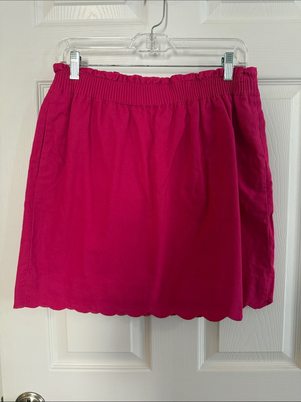 J. Crew Hot Pink Scallop Hem Linen Blend Mini Skirt